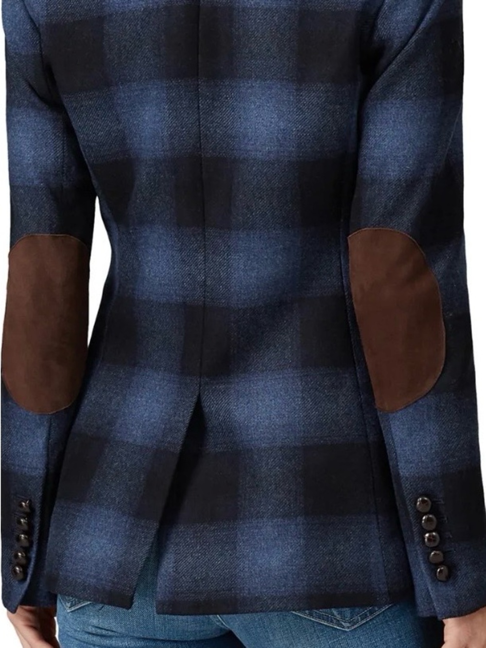 Veronica Beard Blue and Black Checked Wool Blazer
